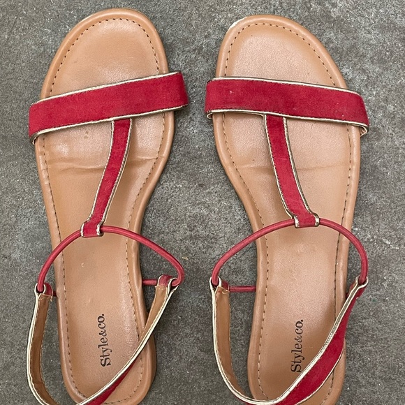 Style & Co Red Suede Sandals 7.5 - Picture 2 of 7